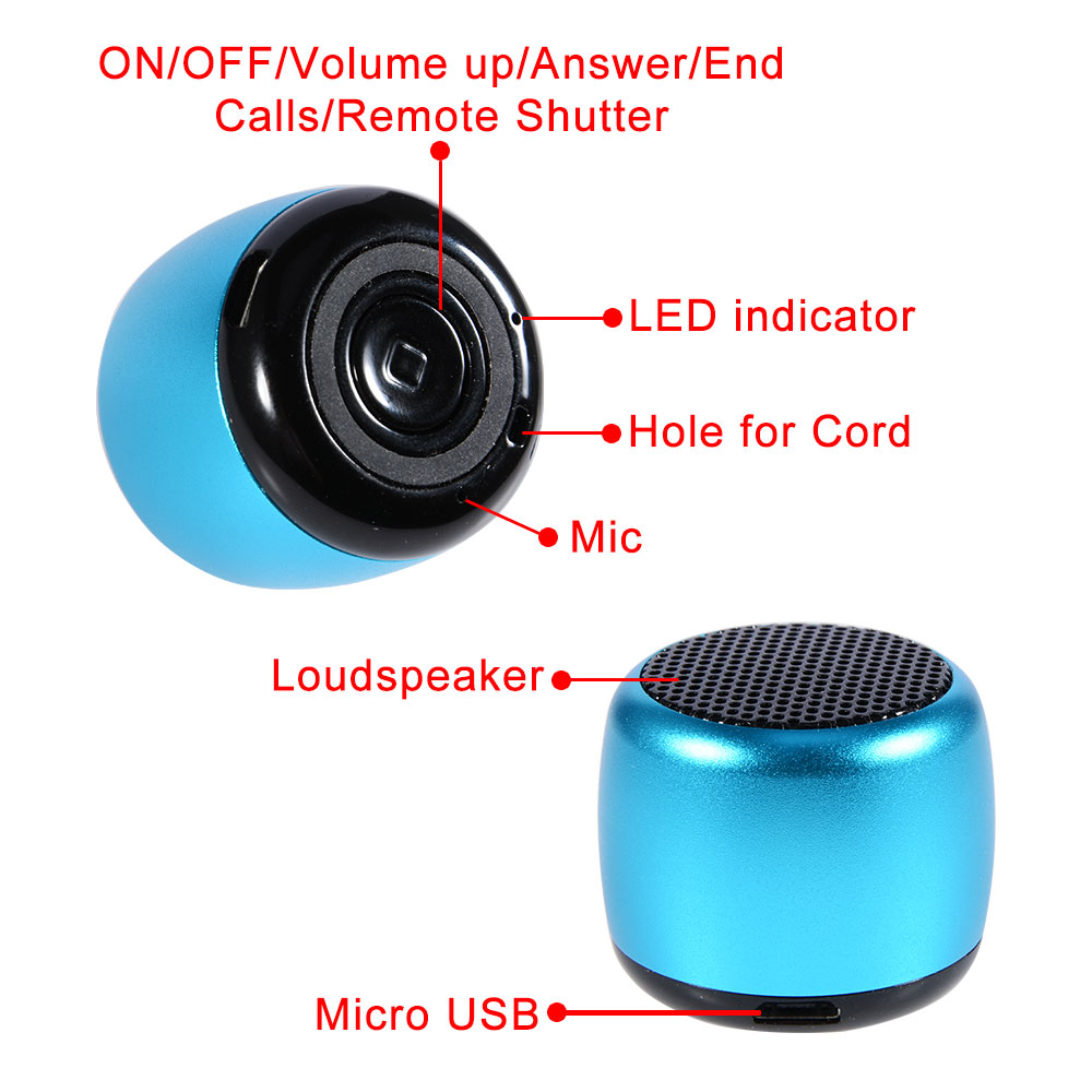 Micro bluetooth 4.1 speaker blue  coin size Blue
