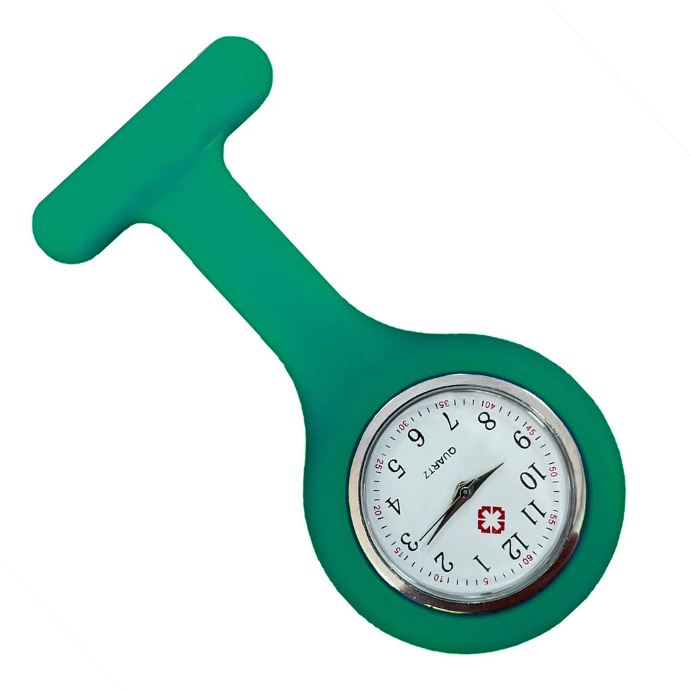 Clip Pin on Face FOB Watch for Doctors Nurses medical turquoise mint
