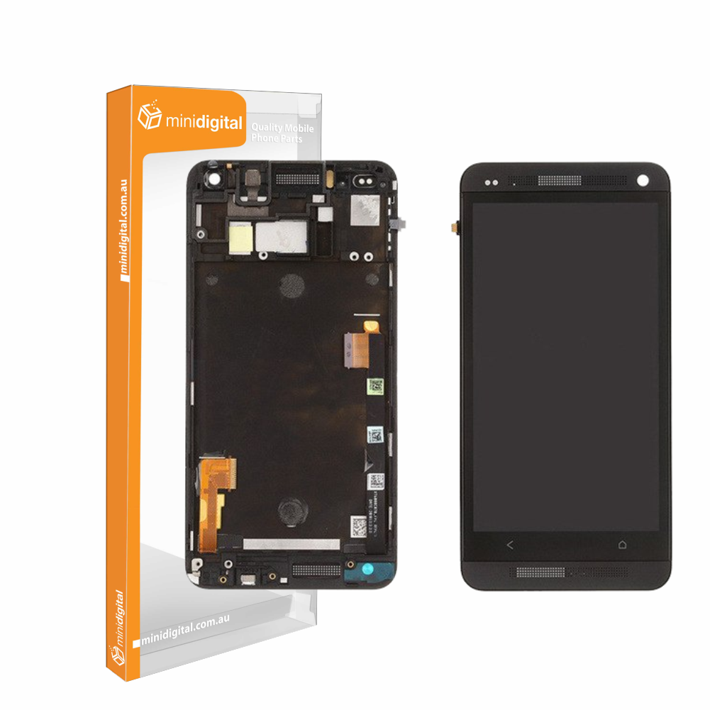 HTC One M7 Black LCD Digitizer w/ Frame