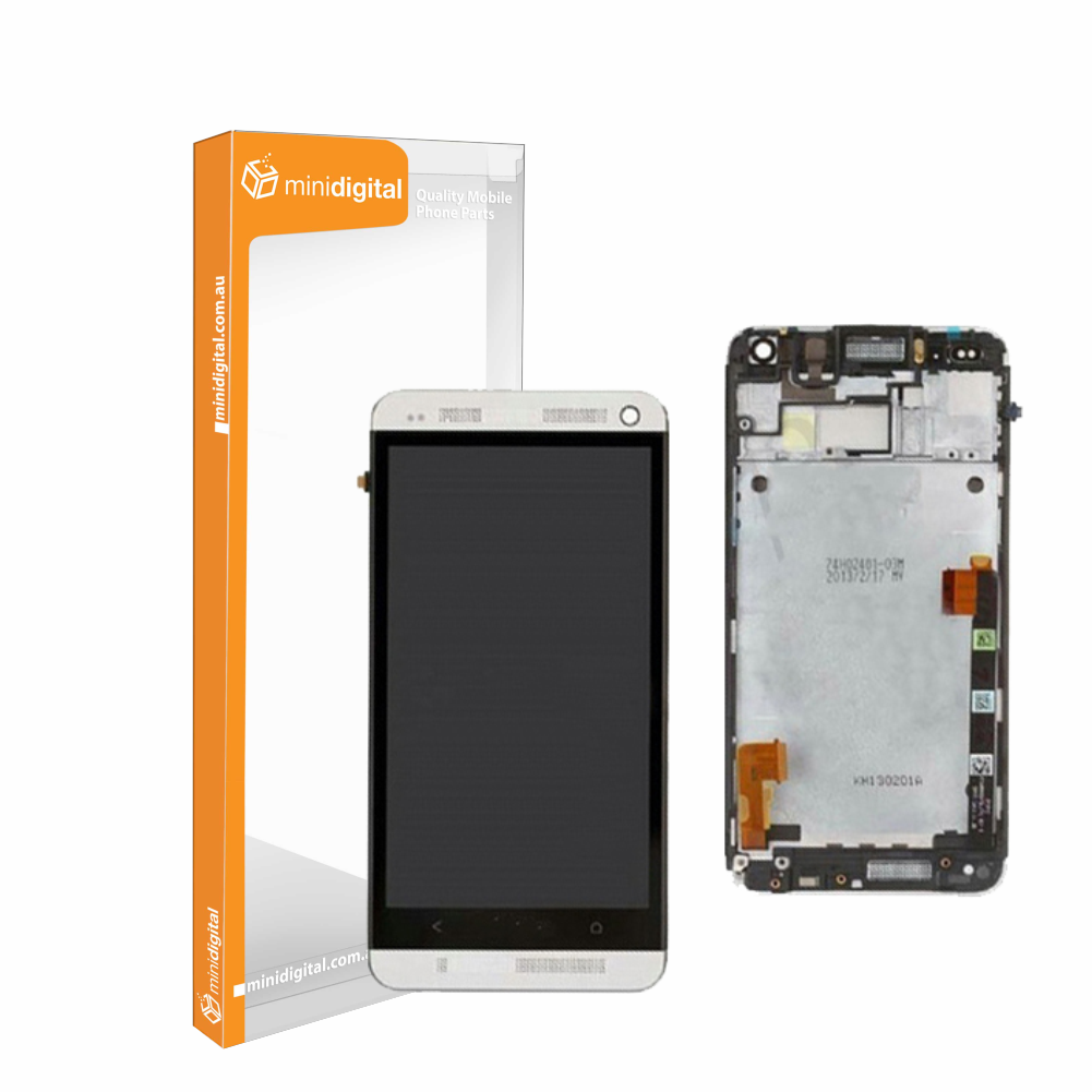 HTC One M7 White (silver) LCD Digitizer w/ Frame