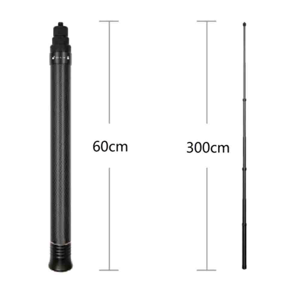 for GoPro Carbon Fibre 60-300cm Selfie Stick Monopod Pole Mount Handle Telescopic 3m