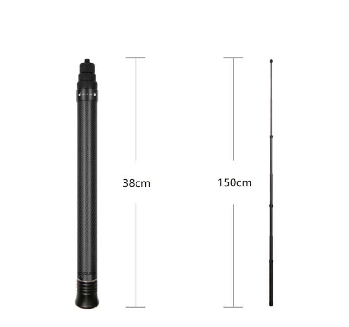 for GoPro Carbon Fibre 38-150cm Selfie Stick Monopod Pole Mount Handle Telescopic 1.5m
